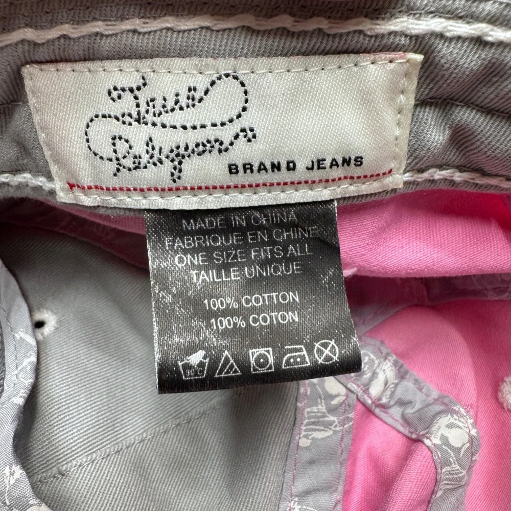 True Religion Baseball Cap Unisex OS Pink Grey Distressed Y2K Streetwear Hat